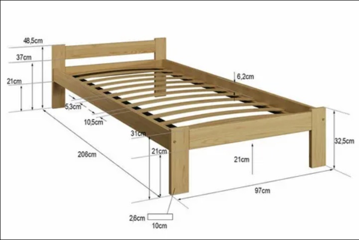 Кровать WOOD3 из Массива дерева Односпальная